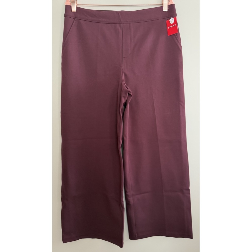 Spanx Perfect Pants Ponte Wide Leg Pull On Stretch Chianti Women's XL Petite